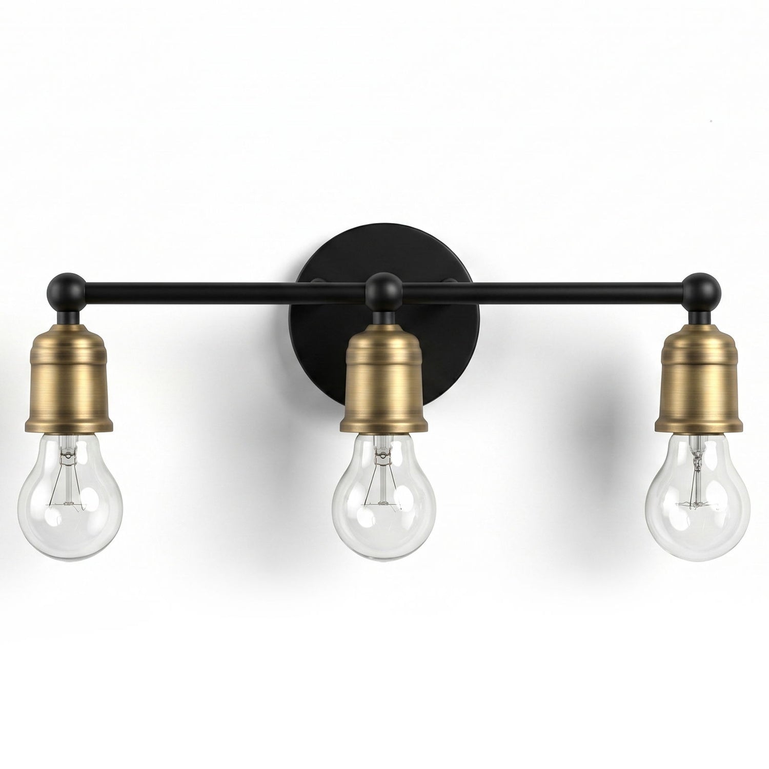 3 Light Wall Sconce, Vanity Light, No Bulbs Included - Black / Gold