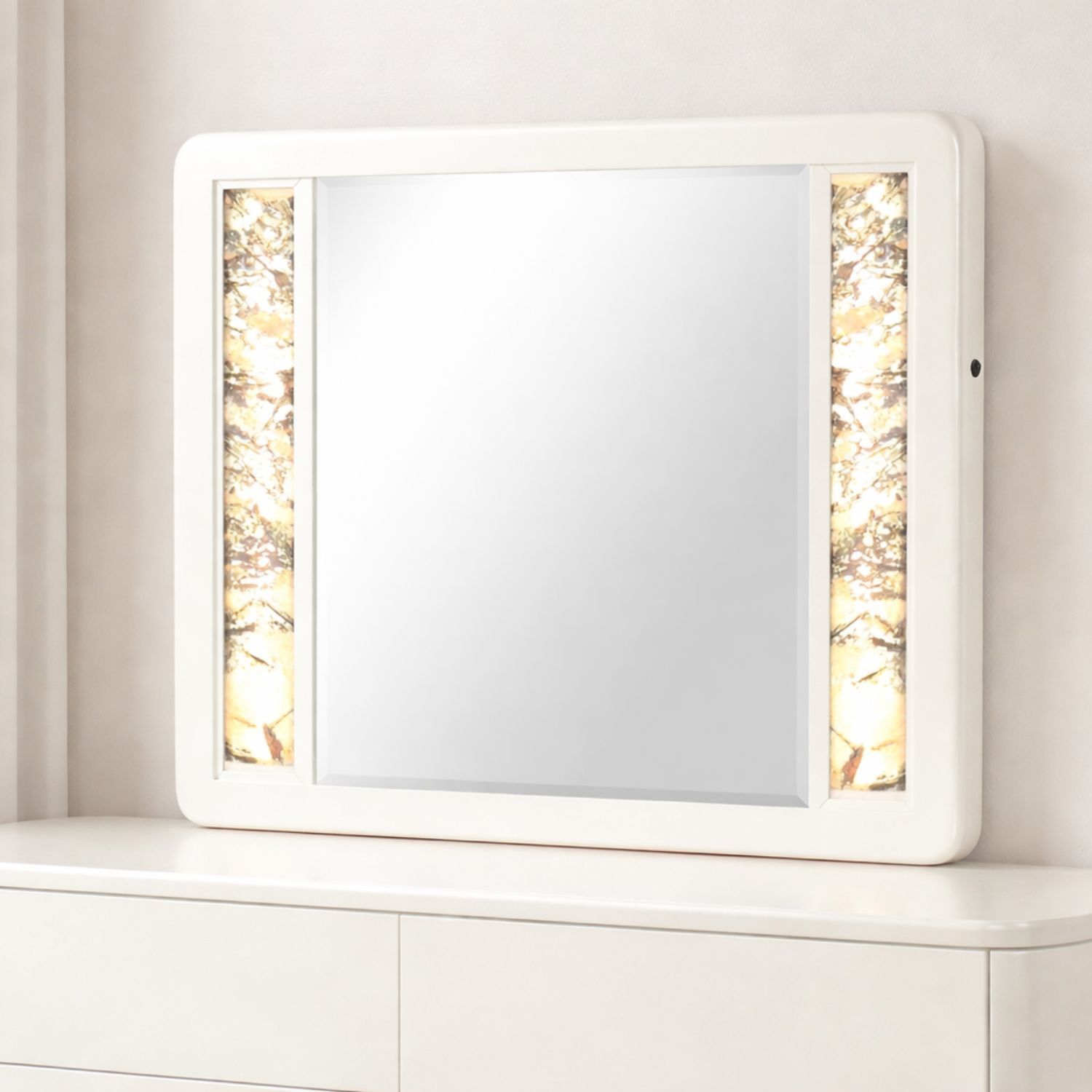 La Pierre - Rectangular Mirror &amp; LED Lighting Panels - Beige