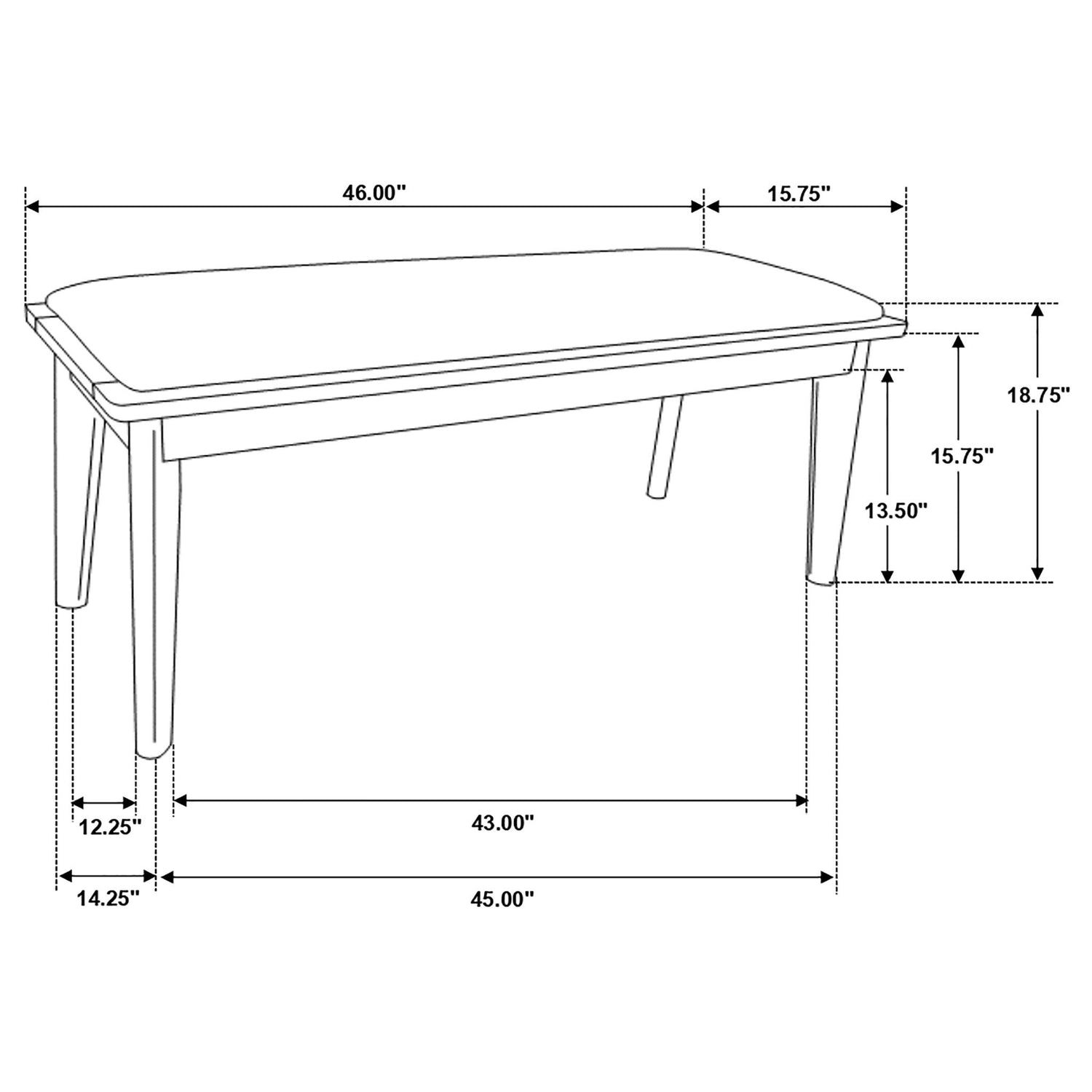 Upholstered Dining Bench - Brown / Gray