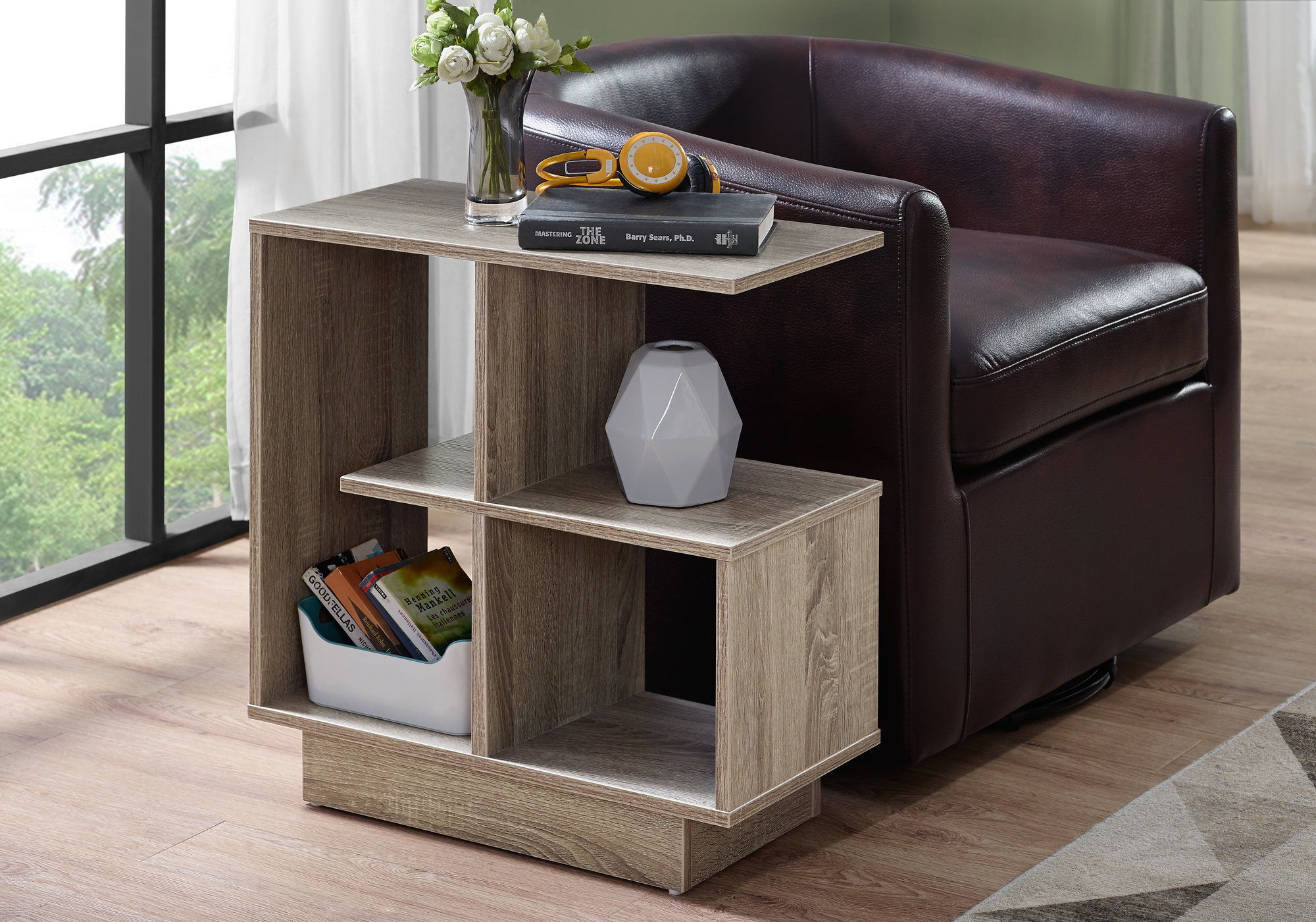 Accent Side Table, Narrow, Small, 3 Tier, Contemporary &amp; Modern