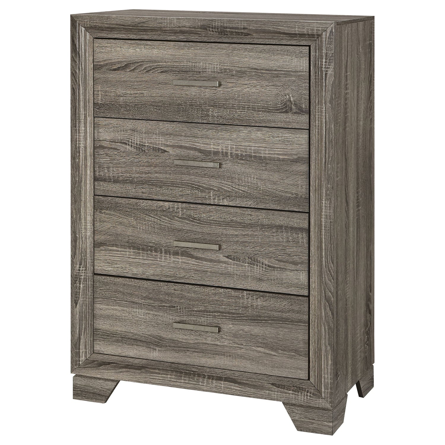 Funston - 4 Drawer Chest Of Drawers With Bar Handles - Brown Oak