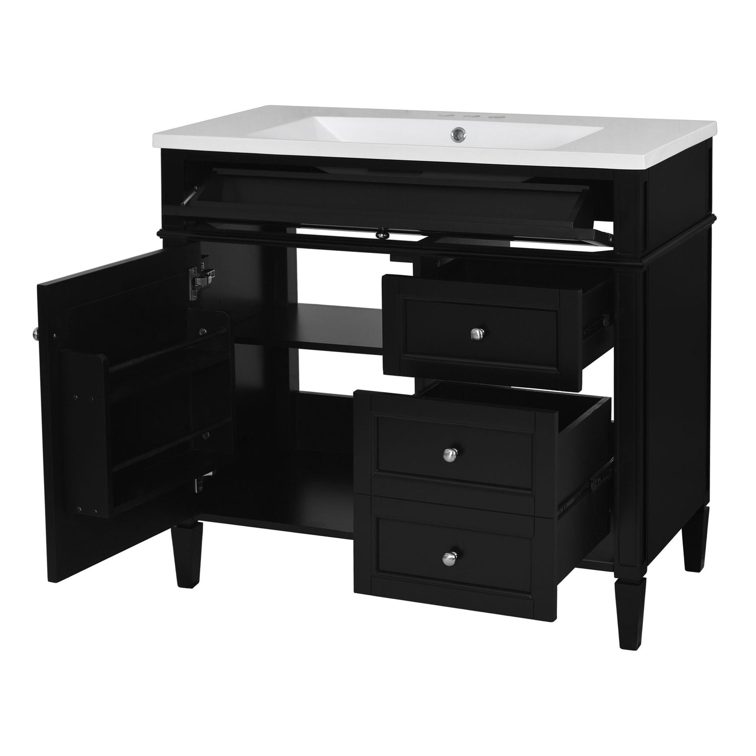 Bathroom Vanity &amp; Top Sink, Modern Bathroom Storage Cabinet With 2 Drawers And A Tip-Out Drawer