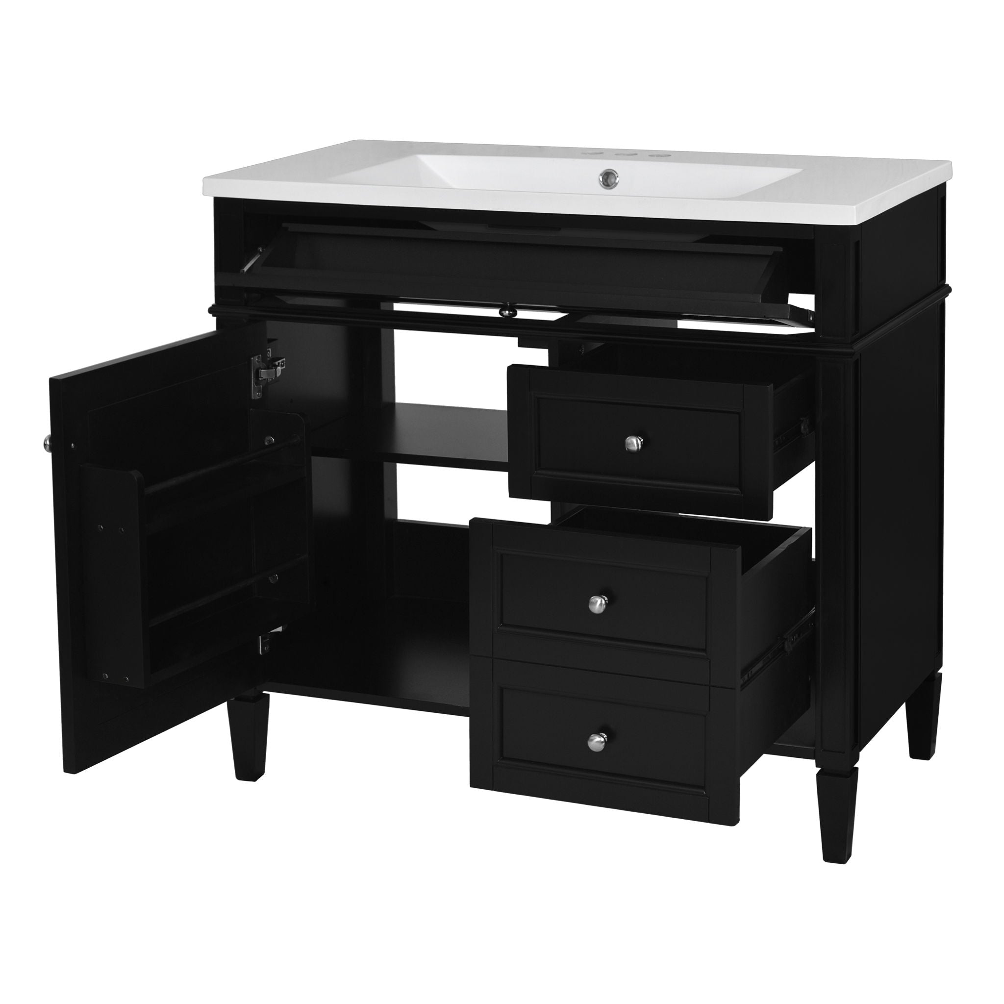 Bathroom Vanity &amp; Top Sink, Modern Bathroom Storage Cabinet With 2 Drawers And A Tip-Out Drawer
