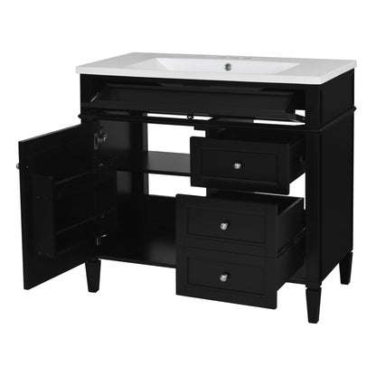 Bathroom Vanity &amp; Top Sink, Modern Bathroom Storage Cabinet With 2 Drawers And A Tip-Out Drawer