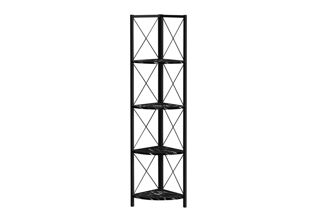 Bookshelf, Bookcase, Etagere, Corner, 4 Tier, Office, Marble Look Contemporary &amp; Modern