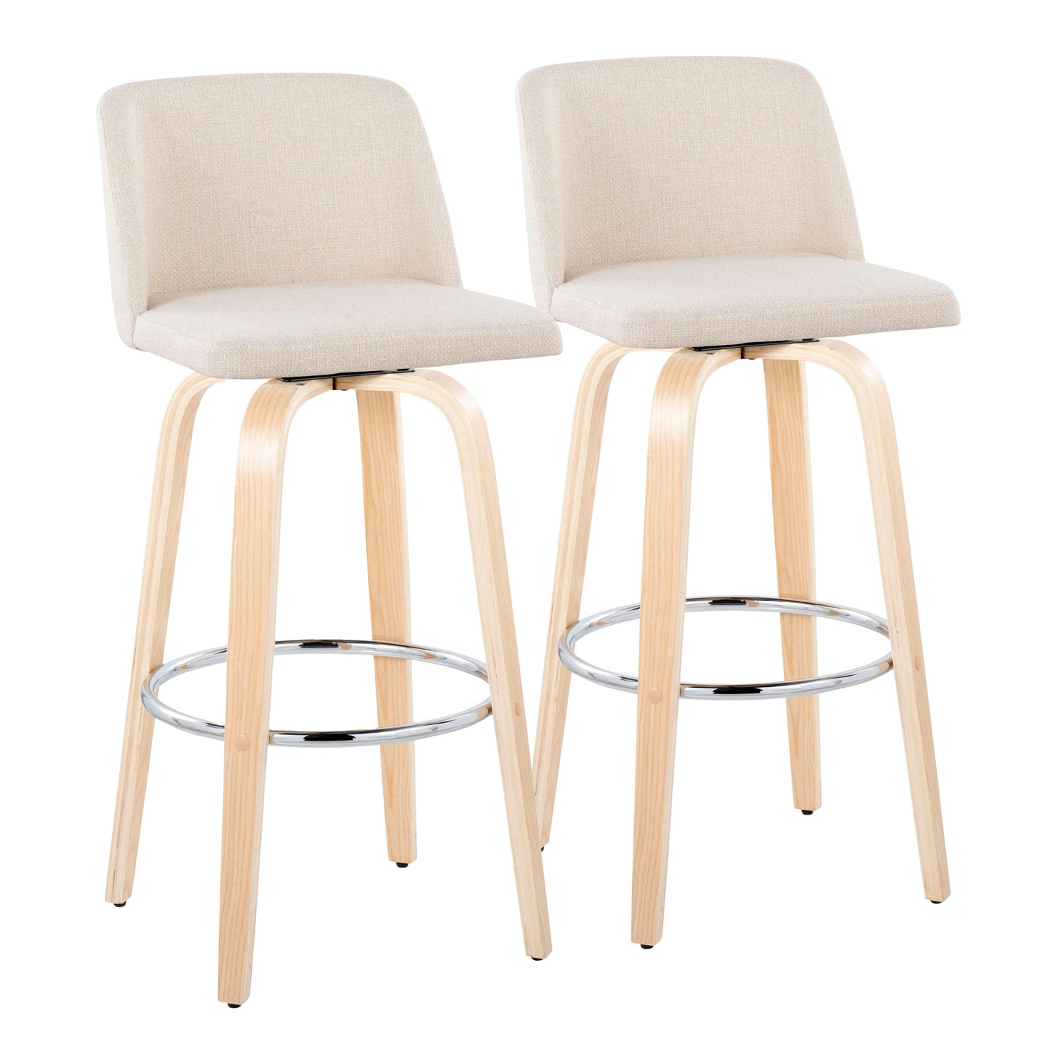 Toriano - Contemporary Fixed Height Barstool &amp; Swivel With Round Footrest (Set of 2)