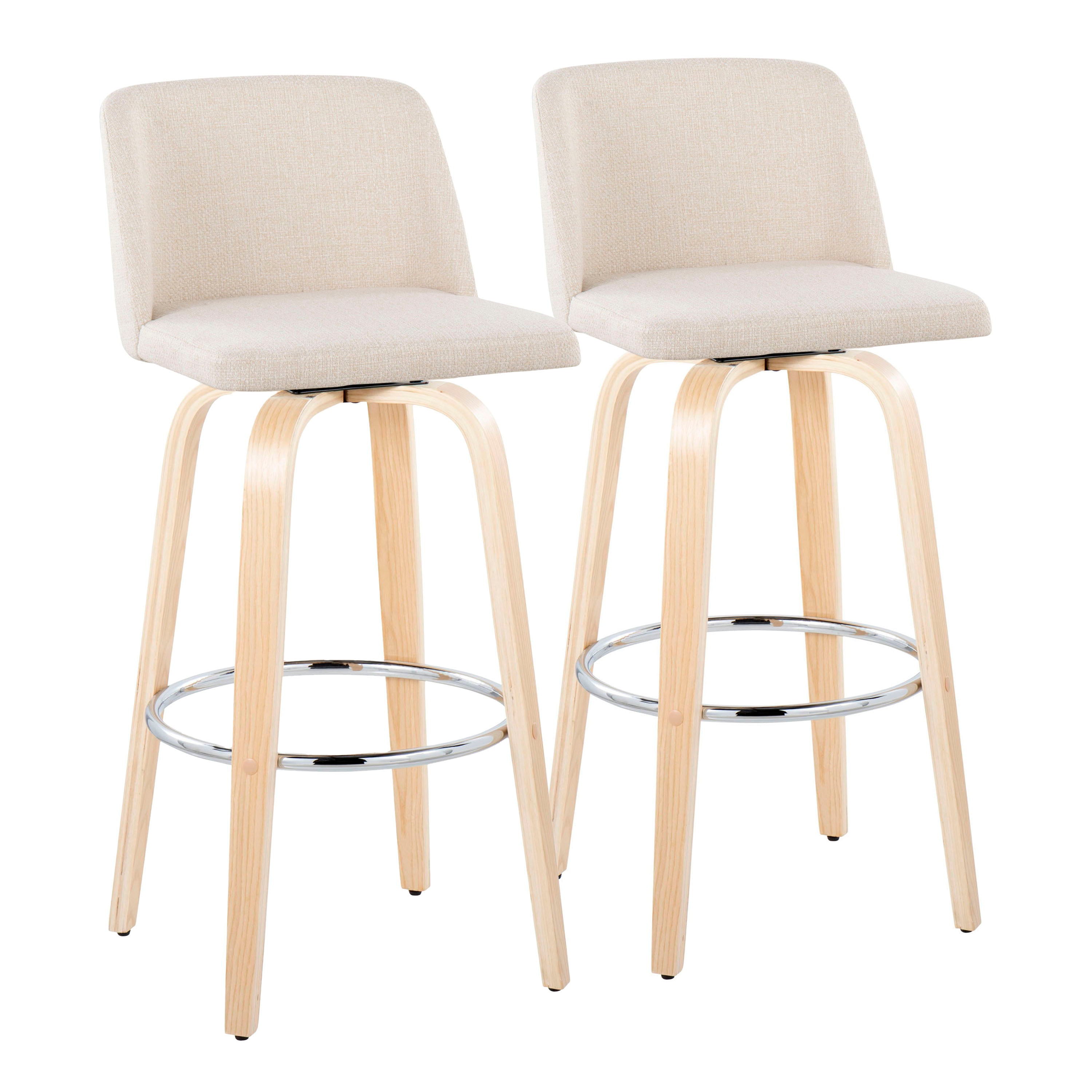Toriano - Contemporary Fixed Height Barstool &amp; Swivel With Round Footrest (Set of 2)