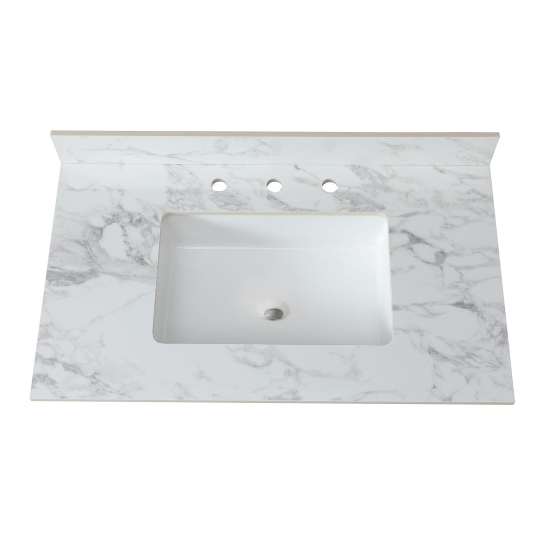 Elegant Sintered Stone Bathroom Vanity Top With Rectangular Undermount Ceramic Sink