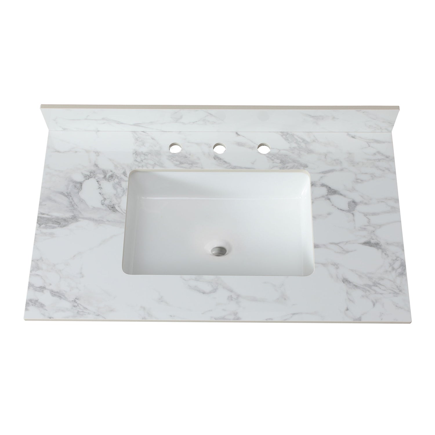 Elegant Sintered Stone Bathroom Vanity Top With Rectangular Undermount Ceramic Sink