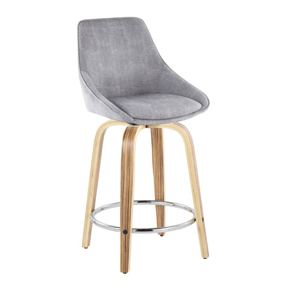 Diana - Contemporary, Fixed Height Counter Stool With Swivel &amp; Round Footrest (Set of 2)