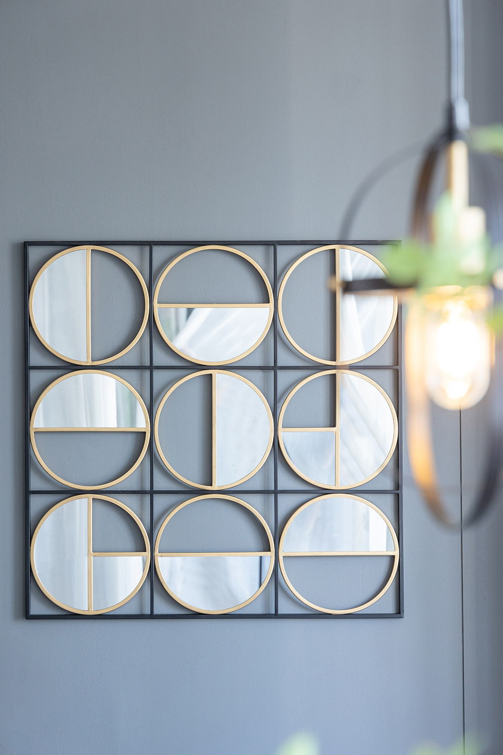Eclectic Styling Metal Beaded Wall Mirror With Contemporary Design For Bedroom, Liveroom &amp; Entryway