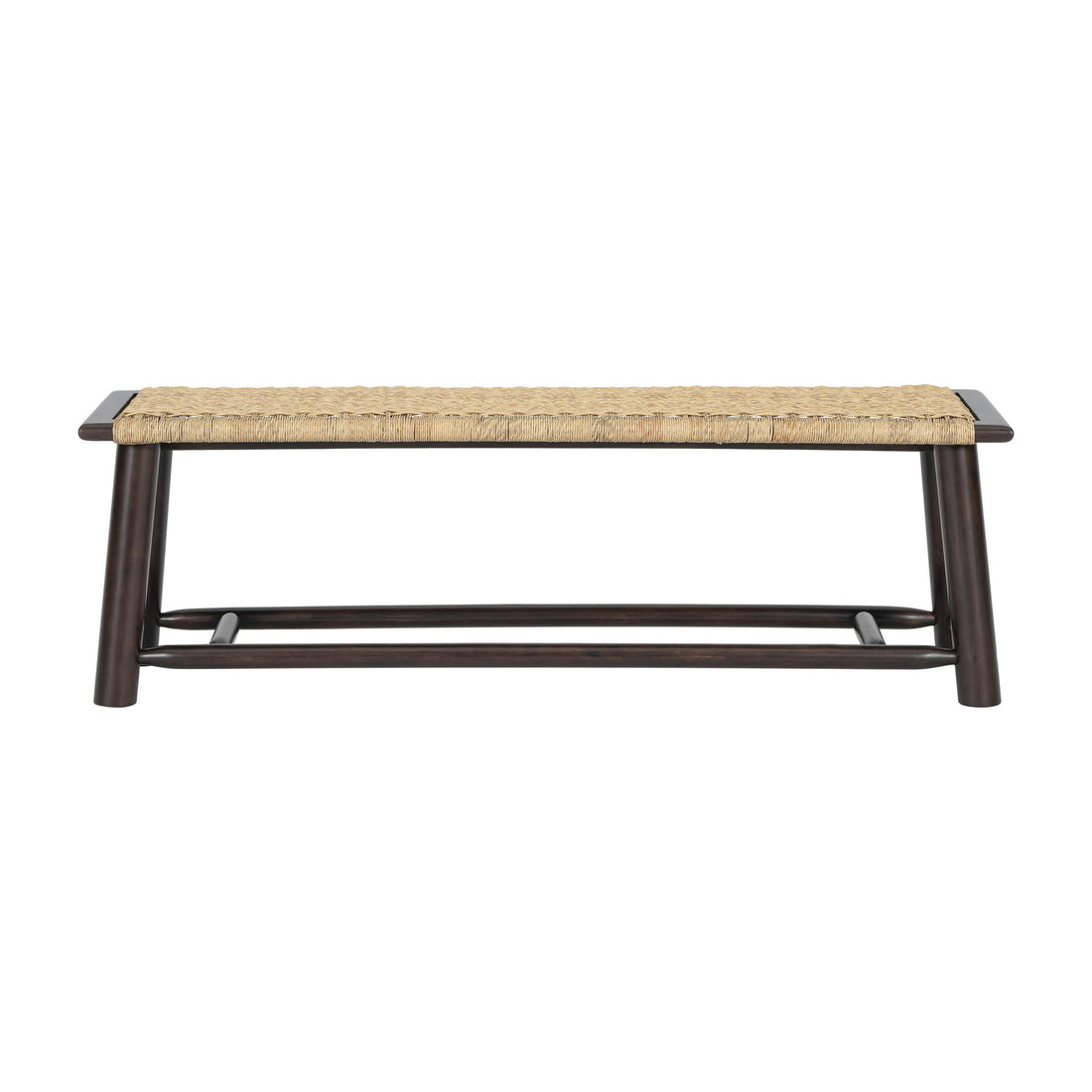 Farmhouse Modern Solid Wood Rattan Bench Multi Functional Design 59&quot; Indoor &amp; Covered Outdoor Bench - Walnut