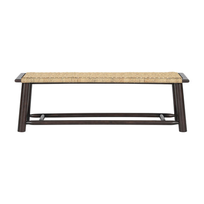 Farmhouse Modern Solid Wood Rattan Bench Multi Functional Design 59&quot; Indoor &amp; Covered Outdoor Bench - Walnut