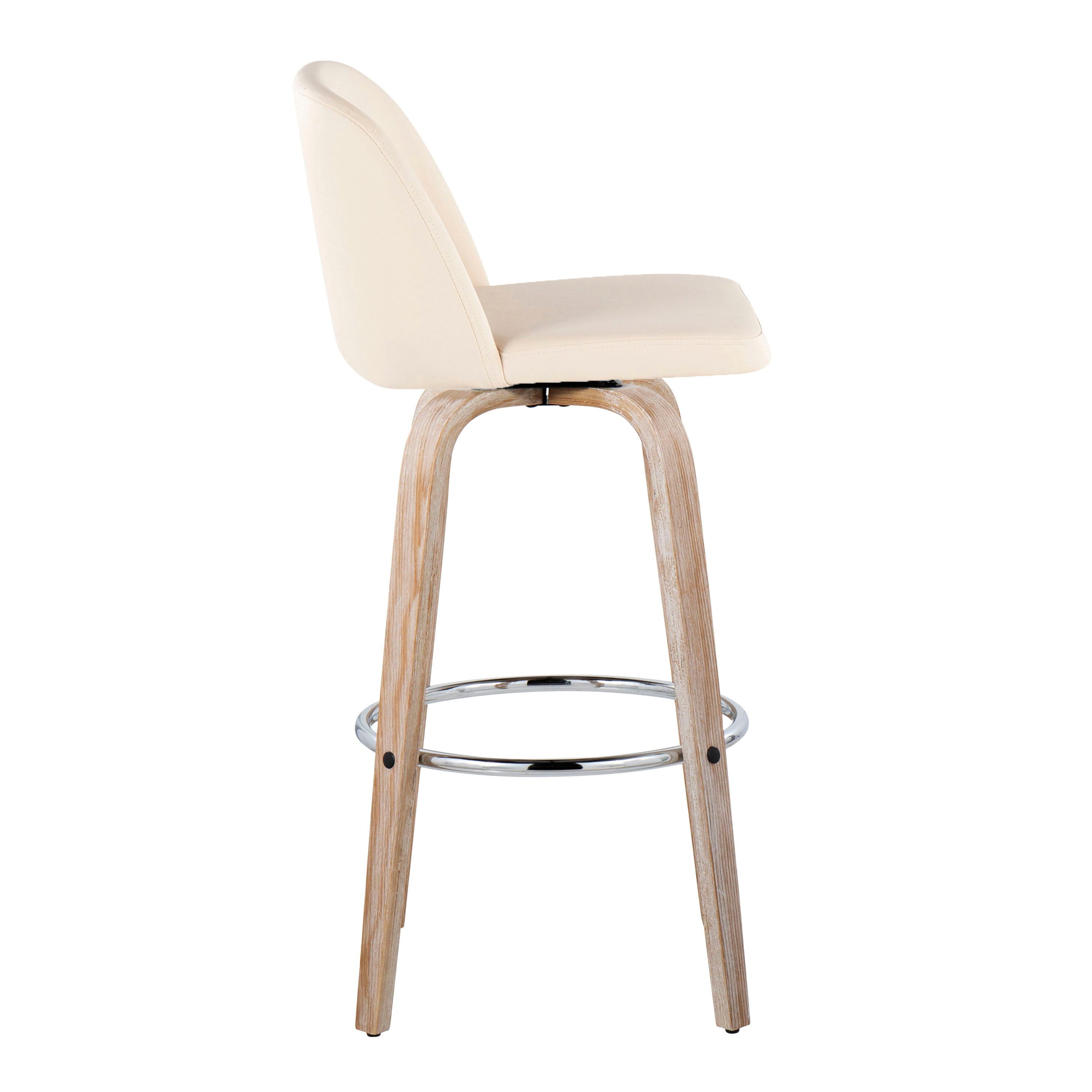 Toriano - Contemporary Fixed Height Barstool With Swivel &amp; Round Footrest (Set of 2)