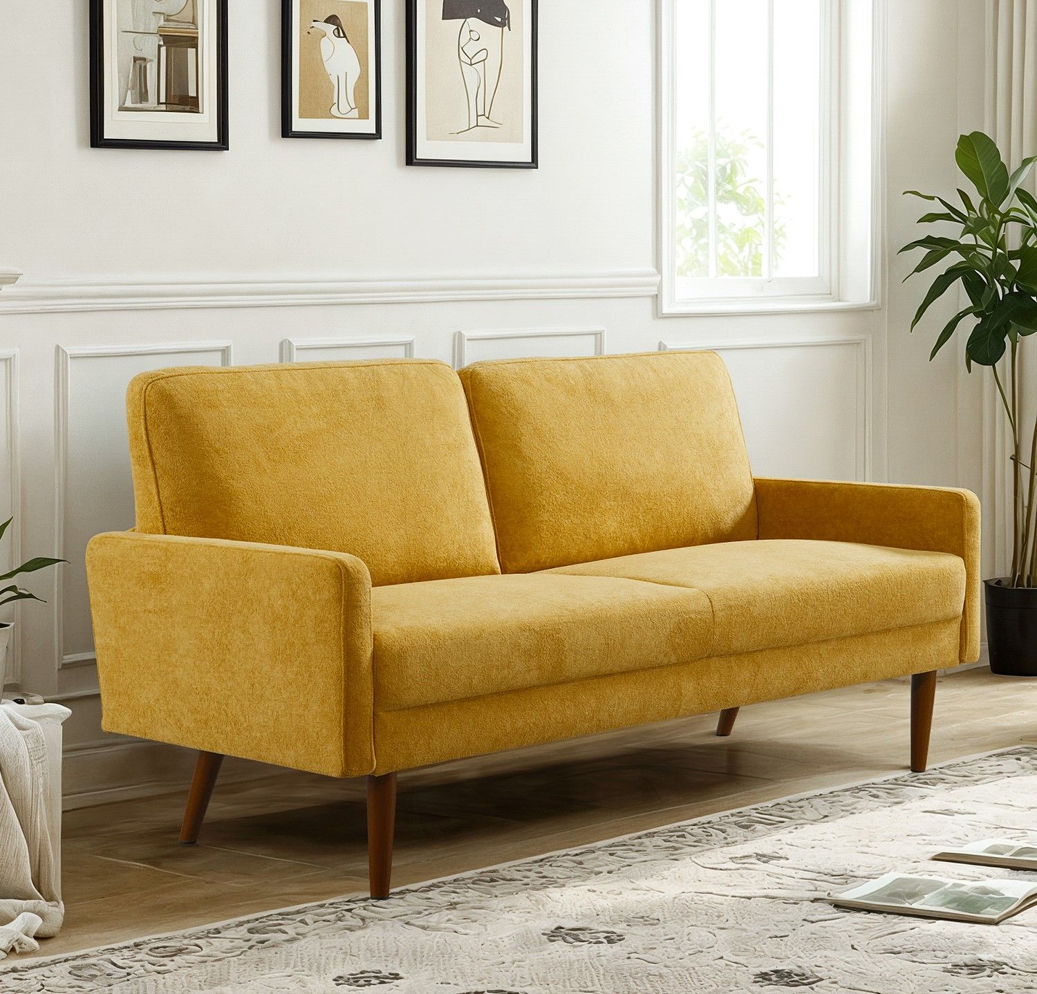 Sofa, European Style With Sleek Design, Modern &amp; Vintage Flair, Upholstered 3 Seater Couch
