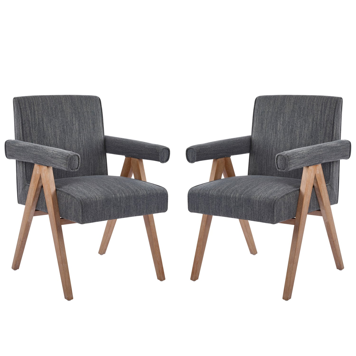 Contemporary Poppy Fabric Dining Armchair With Rubberwood Legs