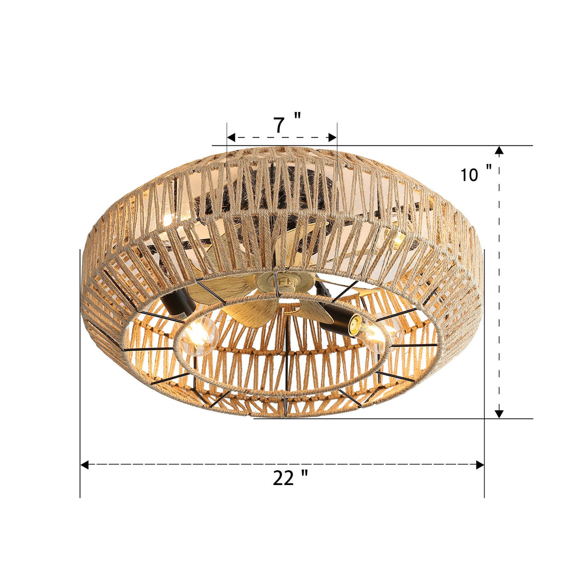 20&quot; New Boho Caged Ceiling Fan With Enclosed Rattan 6 Speeds Remote Control Reversible Dc Motor For Living Room - Rattan