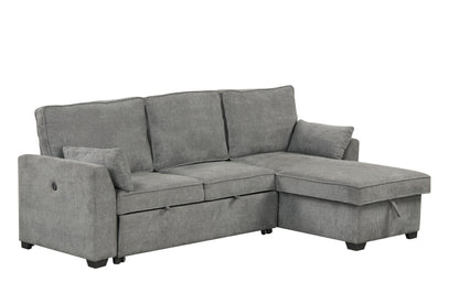 Ember - 92&quot;W Fabric Sleeper Sectional with Reversible Storage Chaise