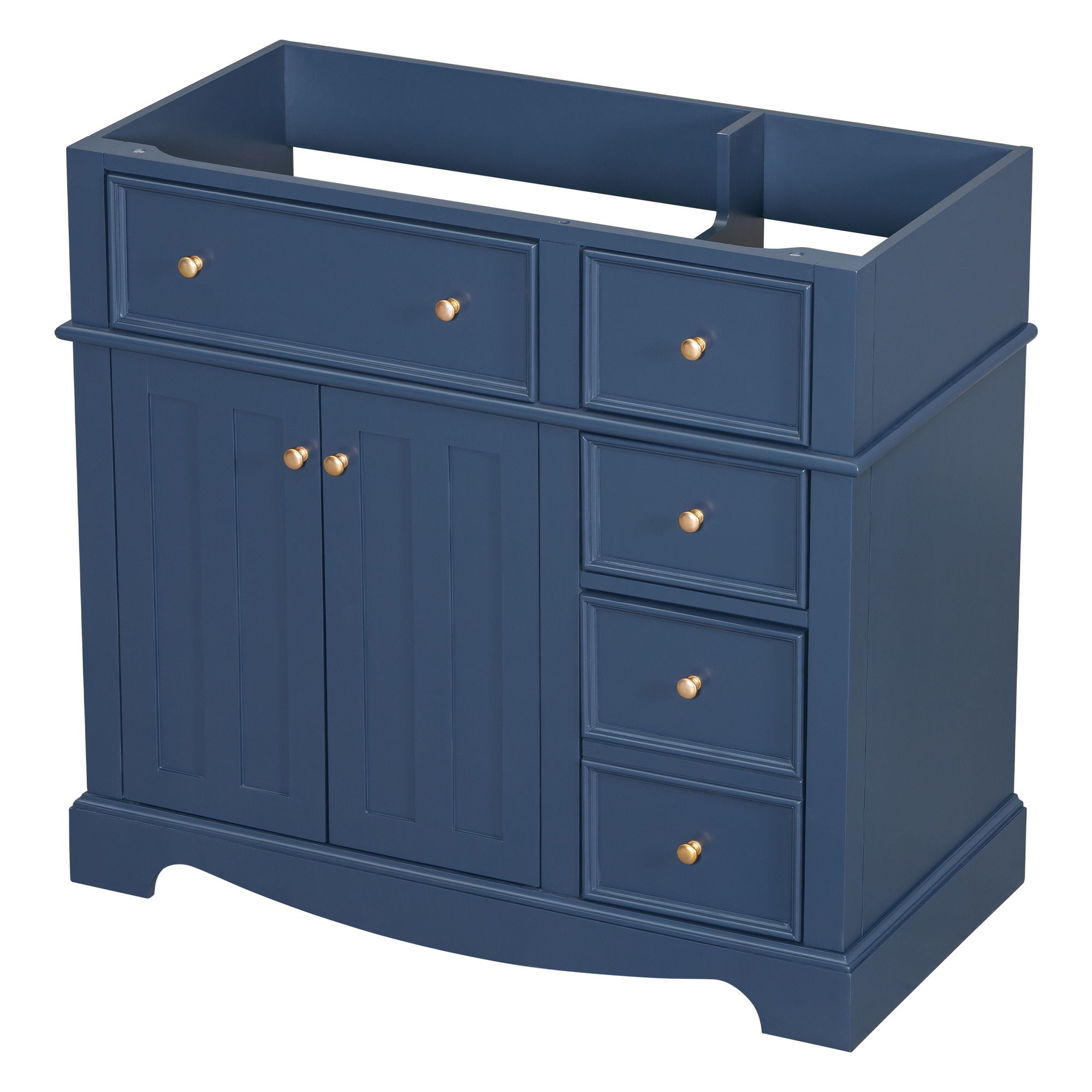 Vanity Without Basin Sink, Frame Bathroom Storage Cabinet, Freestanding Vanity With 3 Drawers &amp; Adjustable Shelf