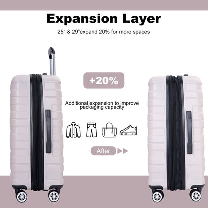 3 Piece Luggage Sets Lightweight &amp; Durable Expandable Suitcase With Two Hooks