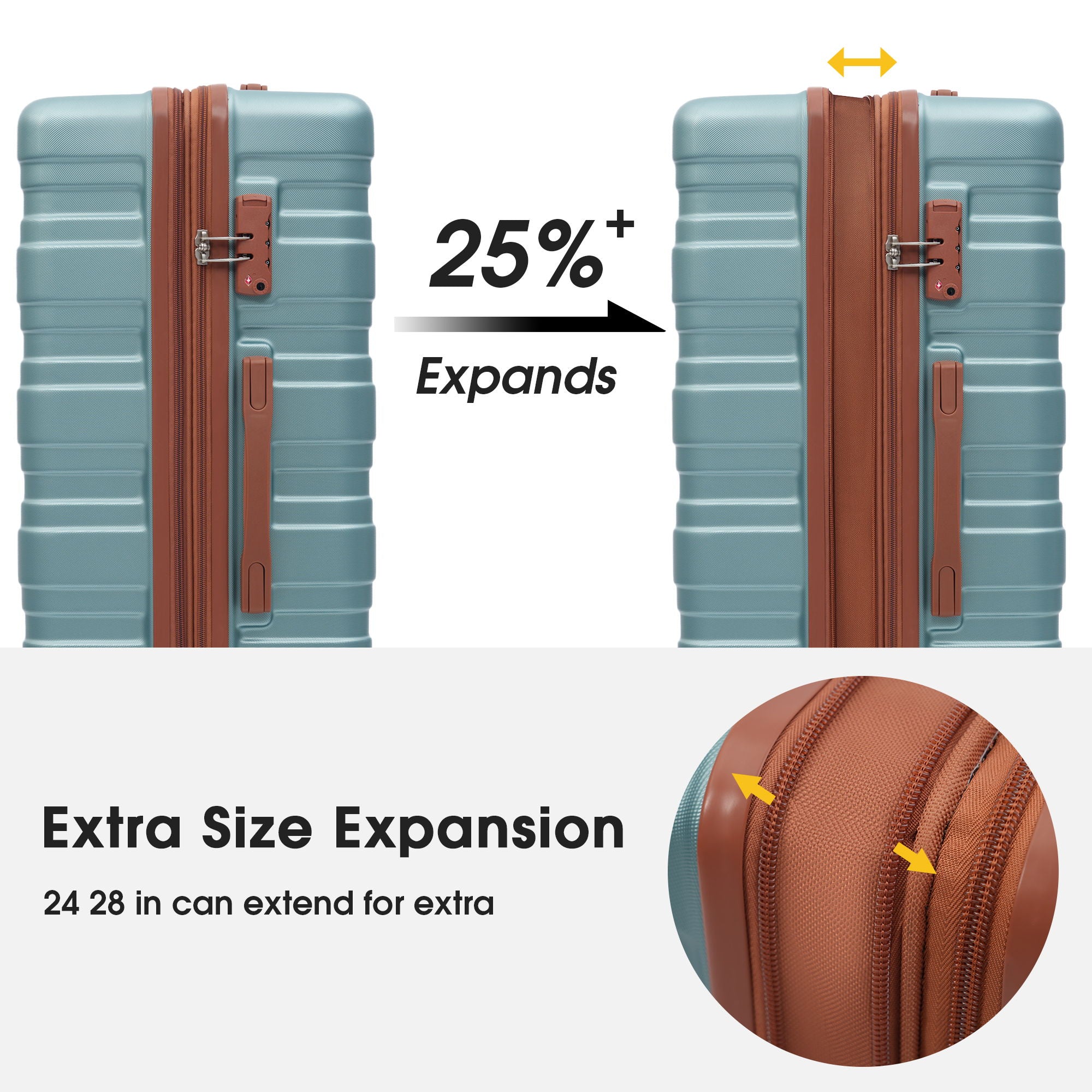Hardshell Luggage Sets 3 Pieces Spinner Suitcase With Tsa Lock Lightweight 20&quot; 24&quot; 28&quot;