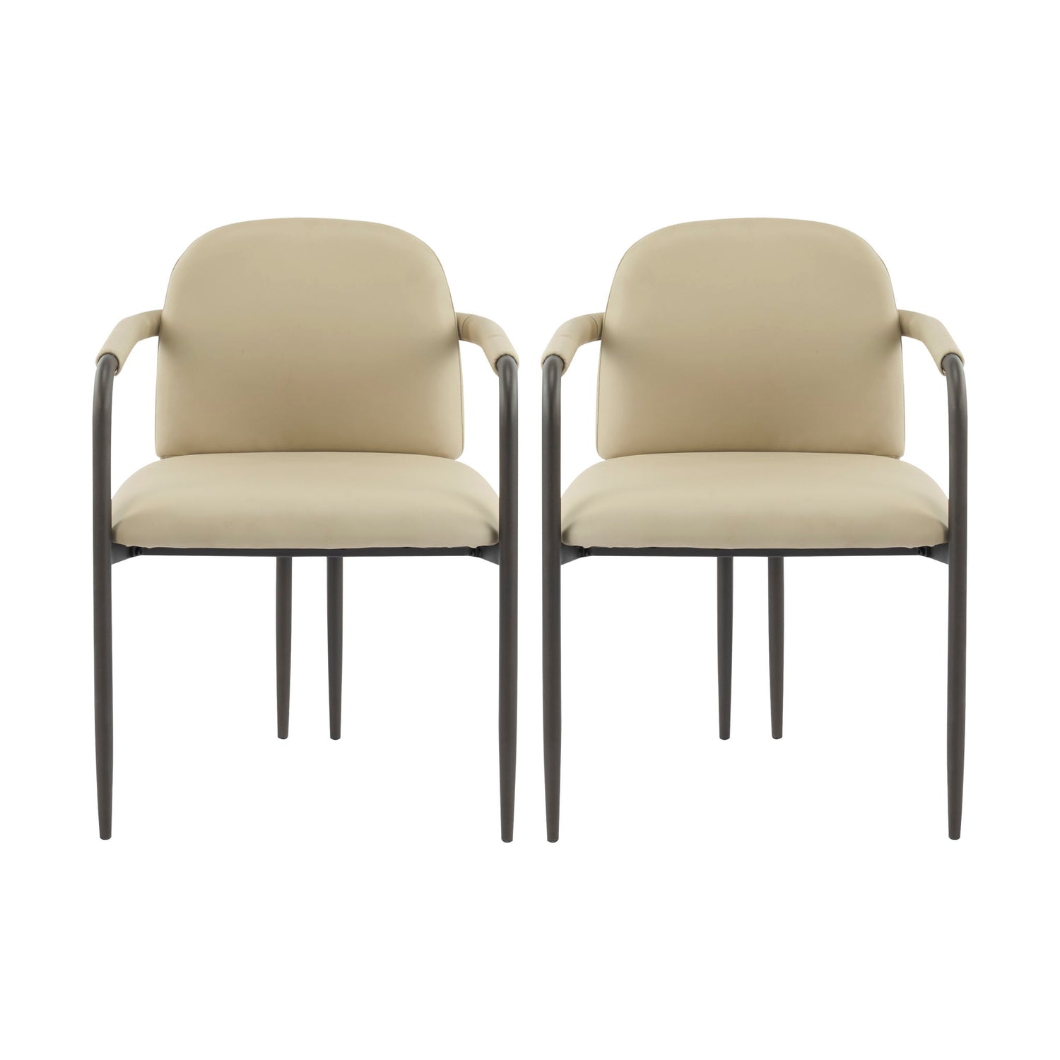 Modern Dining Chair (Set of 2) With Iron Frame - Espresso / Khaki