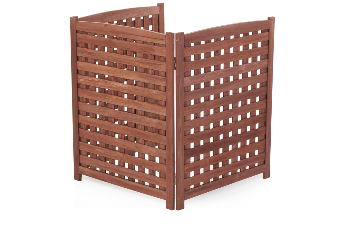 Air Conditioner Fence Screen Outside, Cedar Privacy Fence 3 Panels To Hide Ac &amp; Trash Enclosure