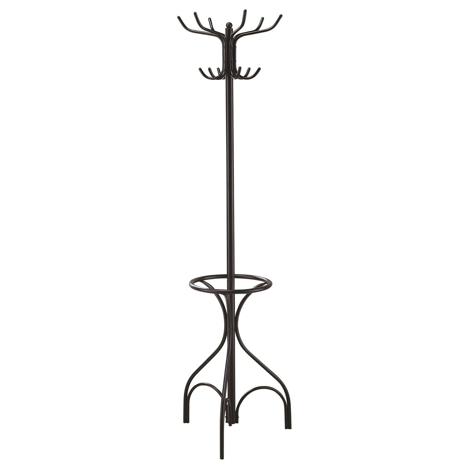 12 Hook Coat Rack With Umbrella Holder - Black