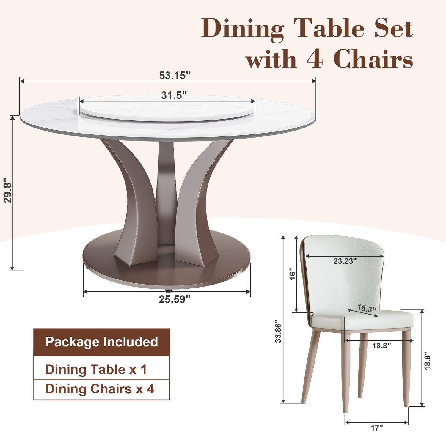 Table With Rotating Tray Scratch &amp; Heat For Kitchen &amp; Restaurant, 4 Chairs - White