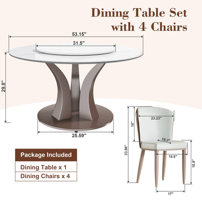 Table With Rotating Tray Scratch &amp; Heat For Kitchen &amp; Restaurant, 4 Chairs - White