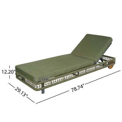 Outdoor Chaise Lounge &amp; Wheels, 5 Position Adjustable Backrest