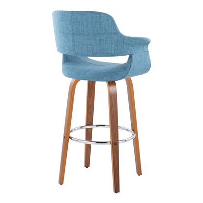 Vintage Flair - Mid Century Modern Fixed Height Barstool With Swivel &amp; Round Footrest (Set of 2)