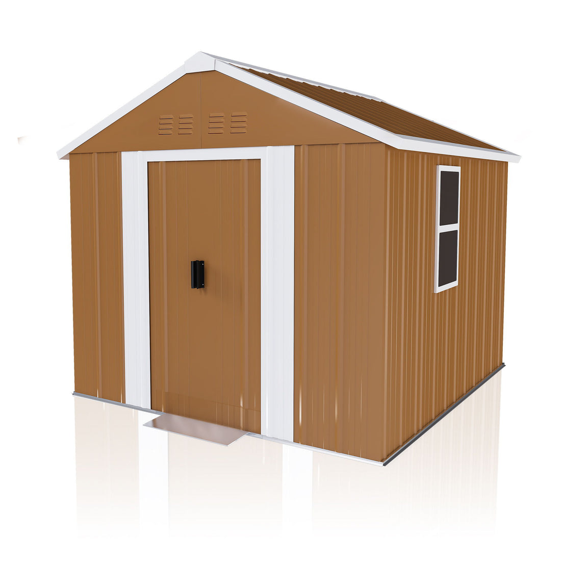 Heavy Duty Metal Storage Shed With Windows, Lockable Door & Ventilation, Weatherproof Outdoor Garden Shed For Backyard, Brown Iron 6X4 Ft
