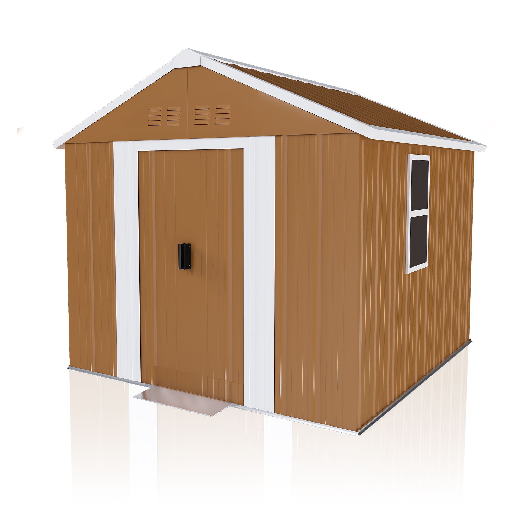 Heavy Duty Metal Storage Shed With Windows, Lockable Door &amp; Ventilation, Weatherproof Outdoor Garden Shed For Backyard, Brown Iron 6X4 Ft