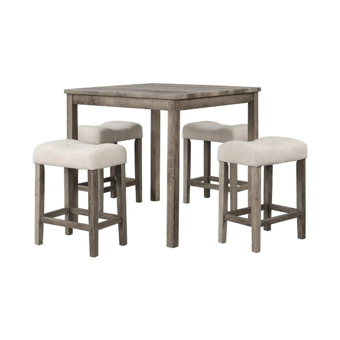Transitional Counter Dining Set With 4 Tufted Stools