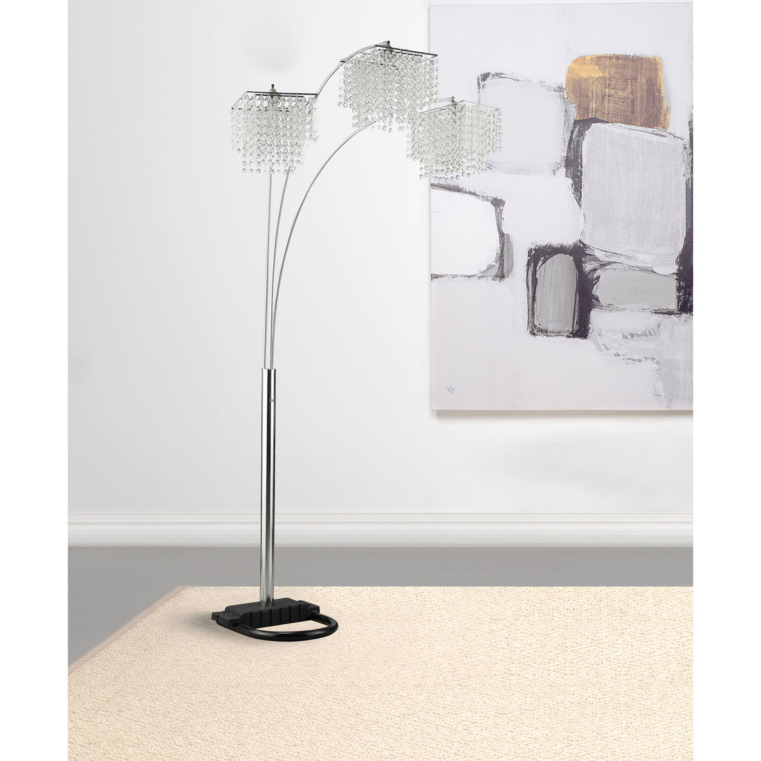 Bali - Shores Hanging Crystal Arc Floor Lamp Floor Lamp - Chrome