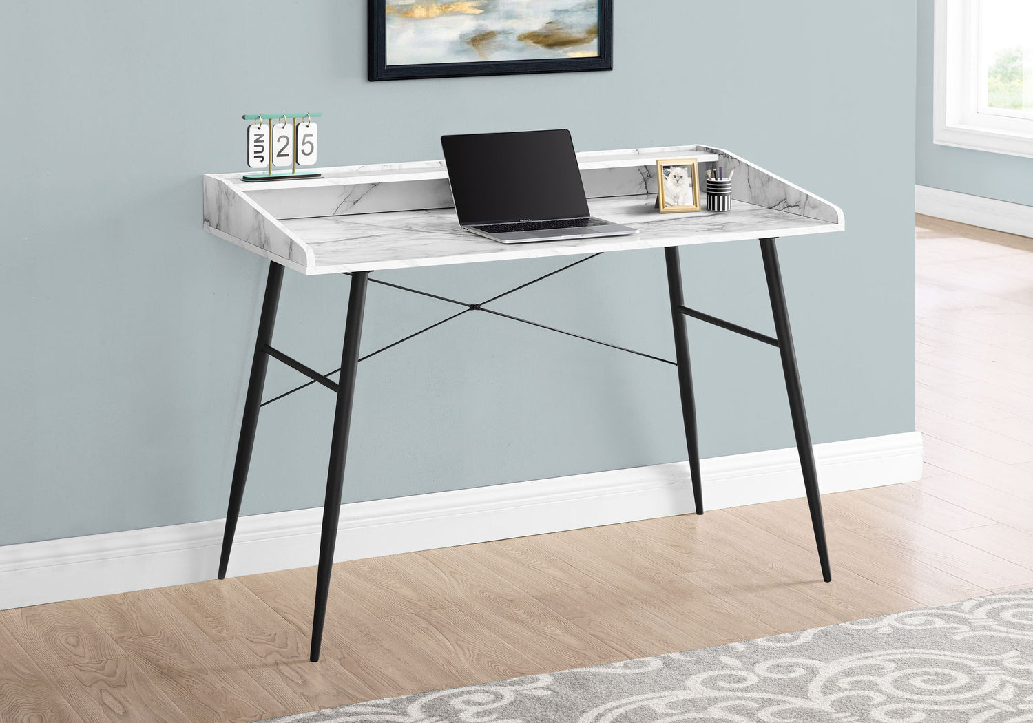 Computer Desk For Home Office, Laptop Storage Shelves, Contemporary &amp; Modern