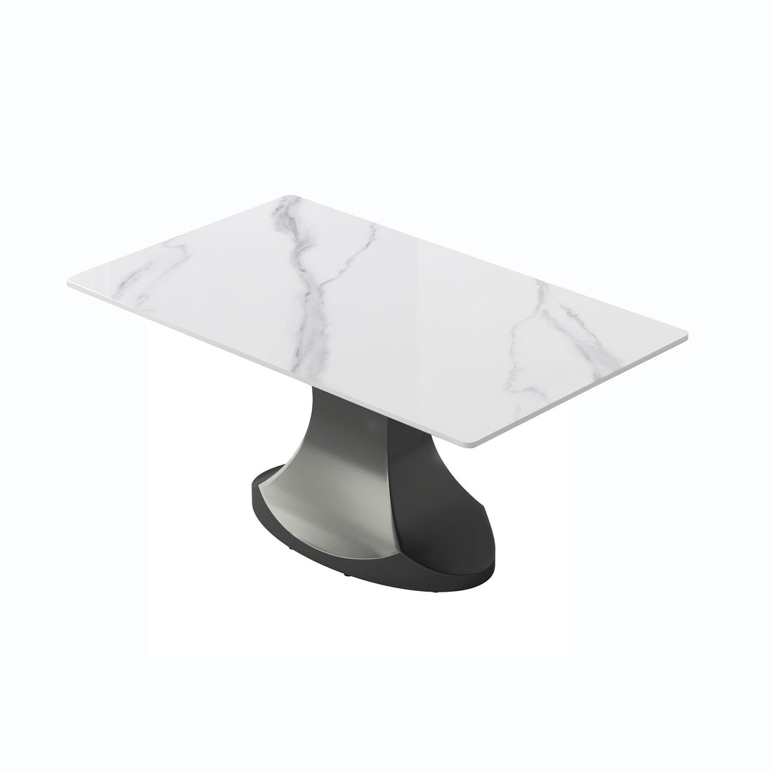 63&quot; Modern Artificial Stone Panel Stainless Steel Curved Legs, Can Accommodate 6-8 People - White / Gray