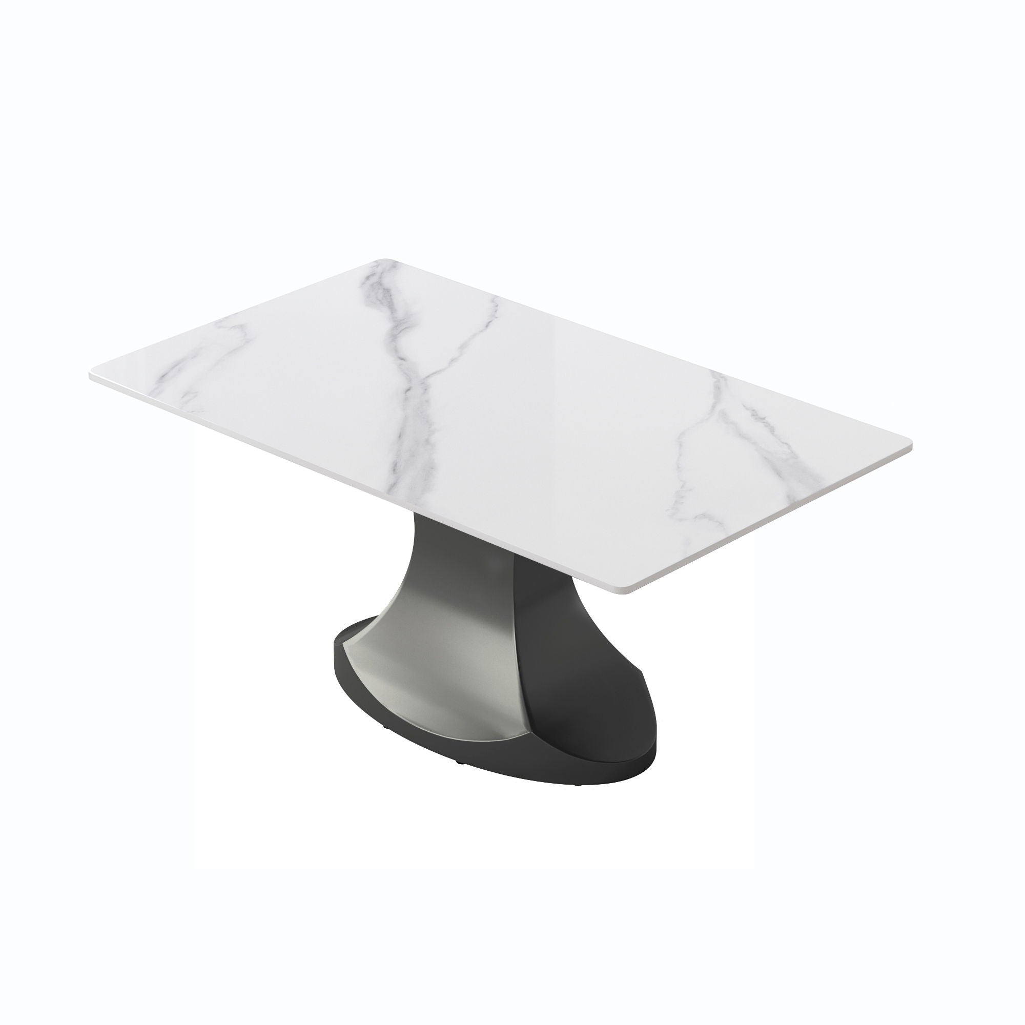 63&quot; Modern Artificial Stone Panel Stainless Steel Curved Legs, Can Accommodate 6-8 People - White / Gray