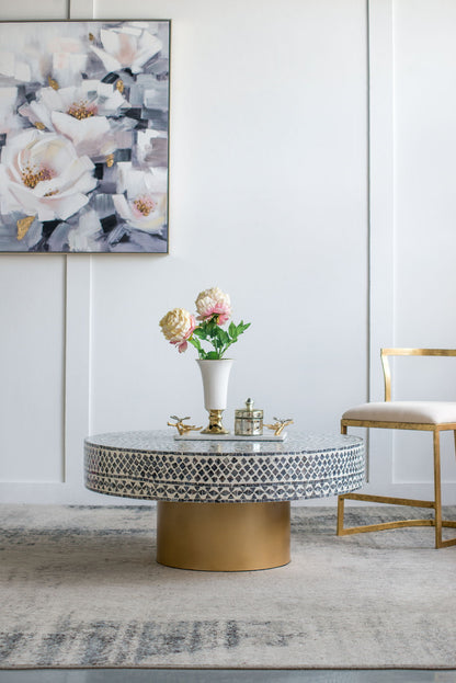 Unique Capiz Coffee Table &amp; Pedestal Base
