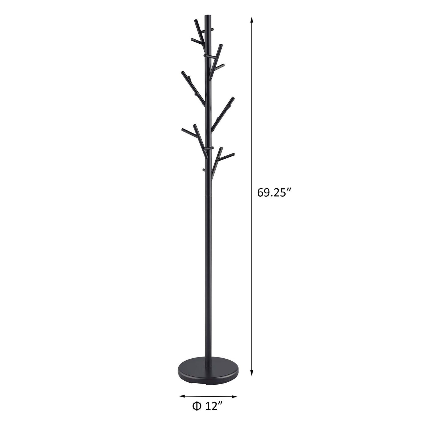 Tree Branch Coat Rack With 18 Hooks - Black