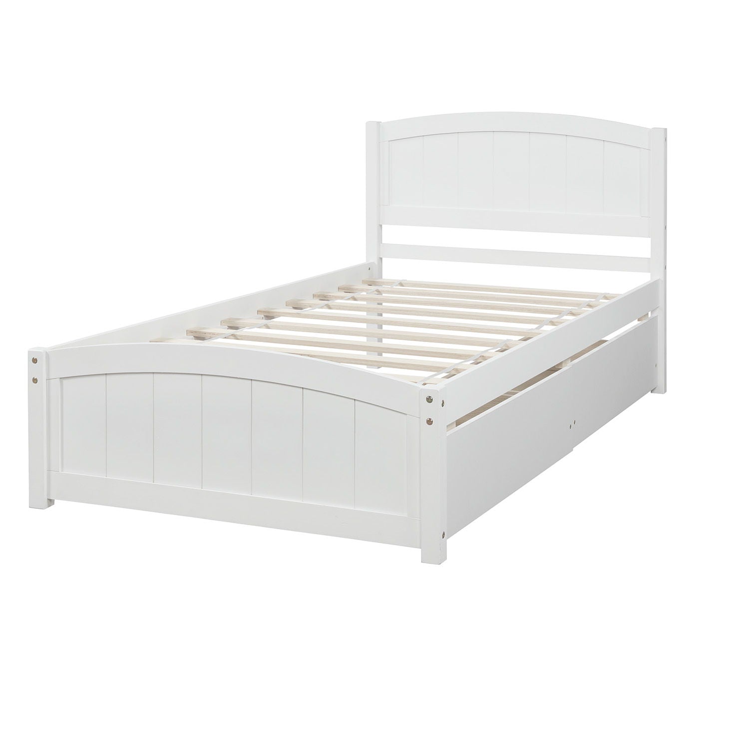 Platform Bed &amp; Headboard, Footboard And Wood Slat Support