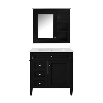 Bathroom Vanity With Medicine Cabinet, Royal Mirror Cabinet, Modern Bathroom Storage Cabinet With 2 Soft Closing Doors And 4 Drawers
