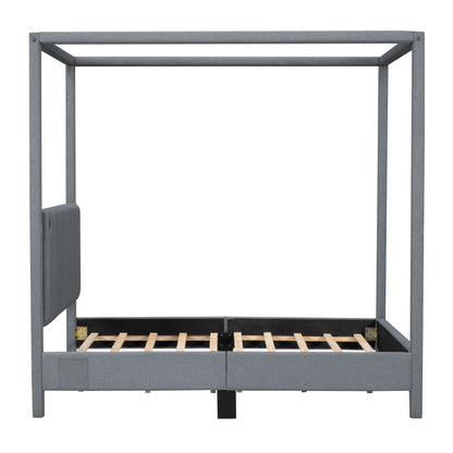 Canopy Platform Bed With USB And Type-C Ports