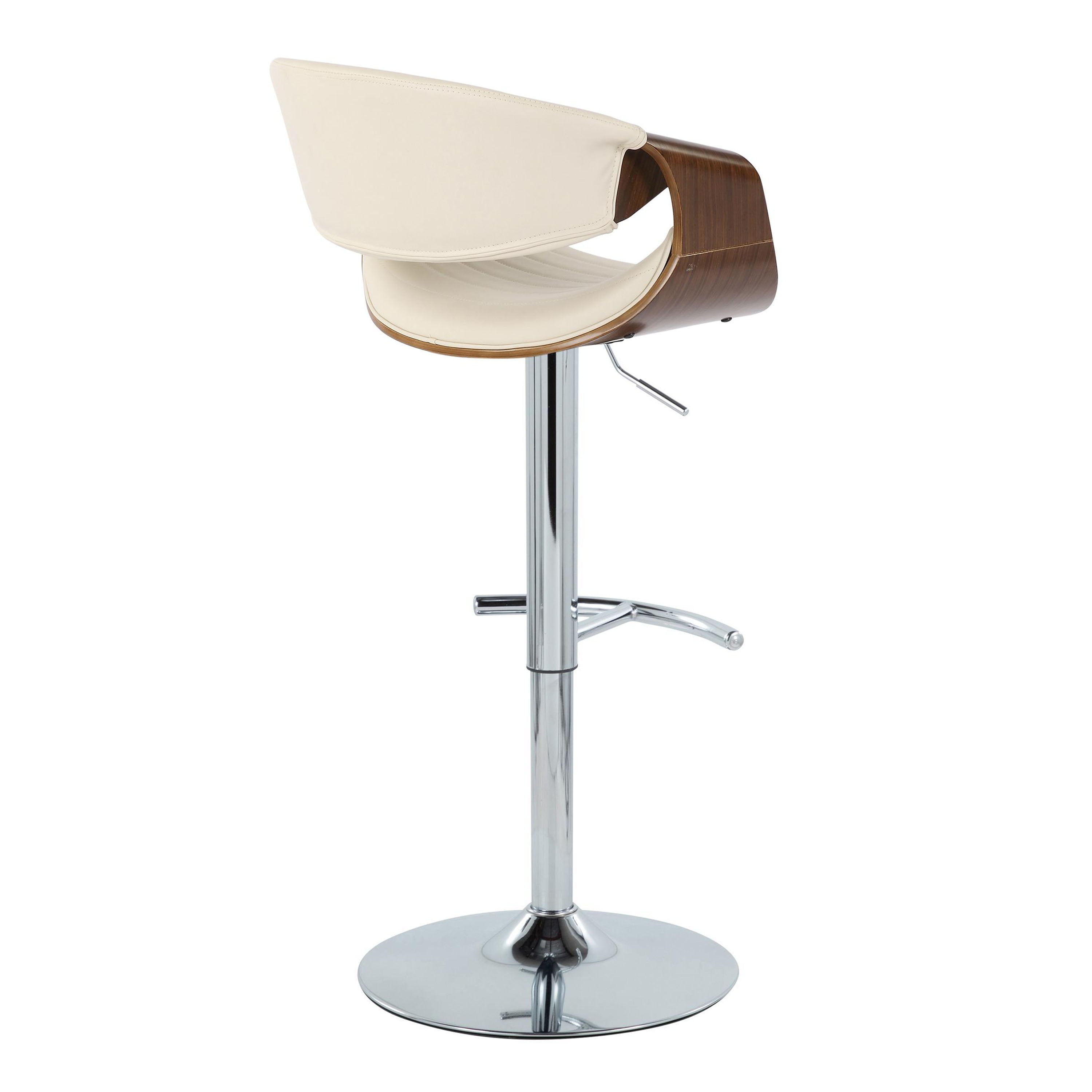 Symphony - Mid Century Modern Adjustable Barstool &amp; Swivel With Rounded T Footrest (Set of 2)