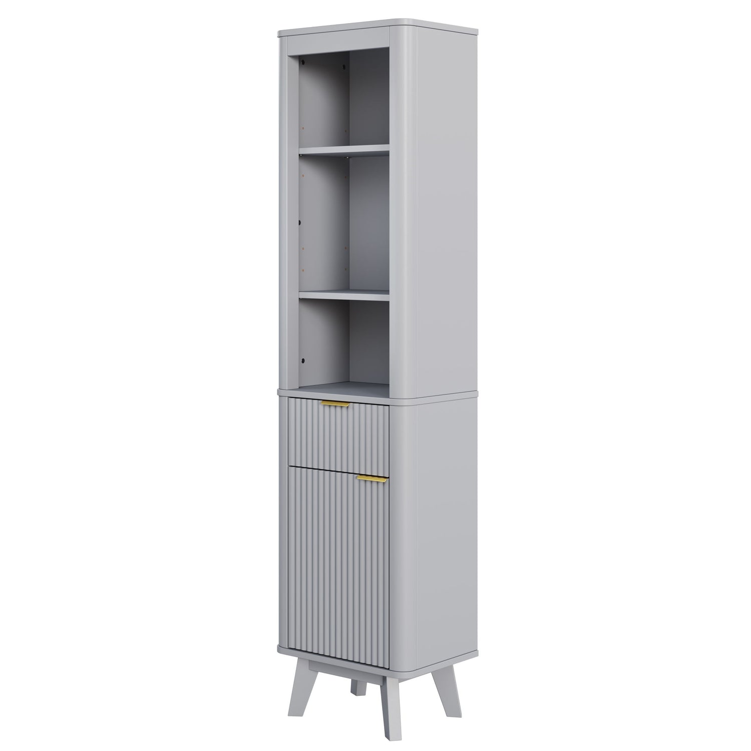 Tall Bathroom Storage Cabinet With Adjustable Shelves And 1 Drawer &amp; Door