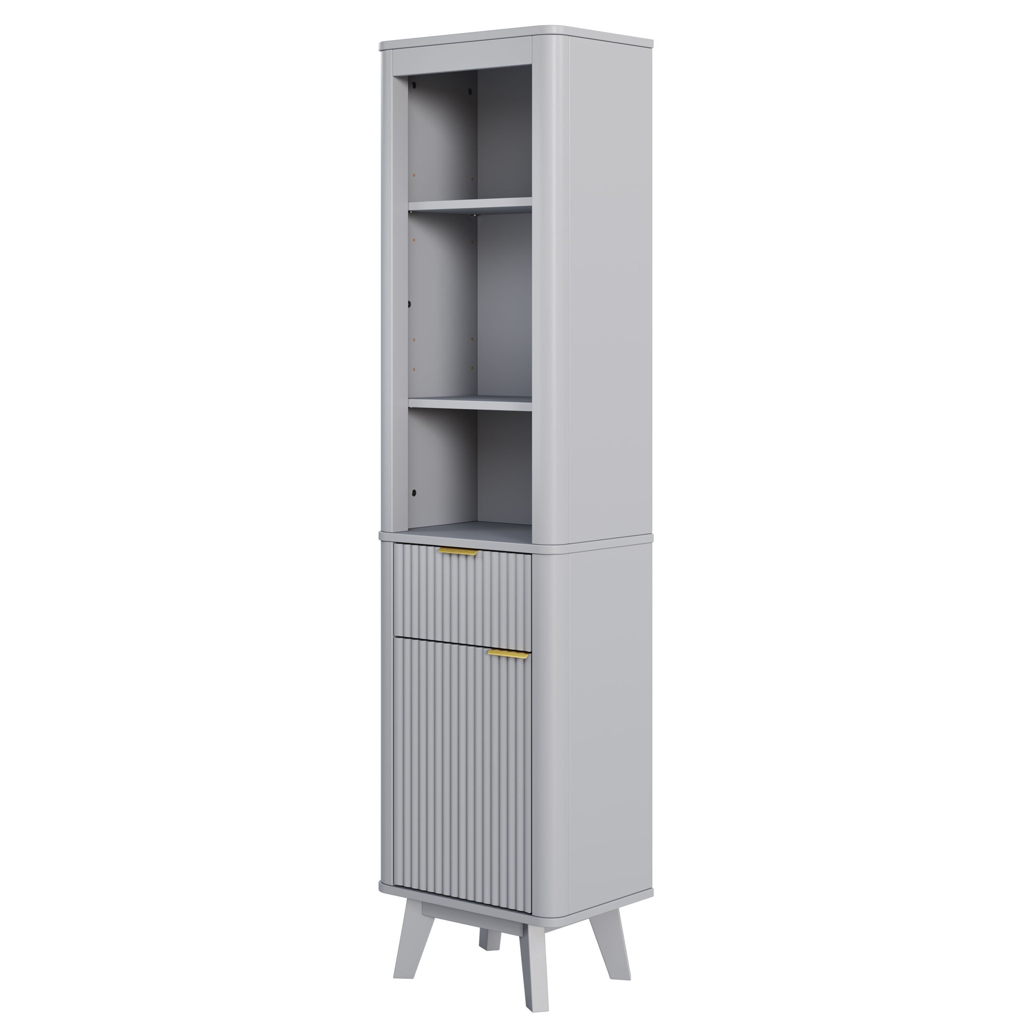 Tall Bathroom Storage Cabinet With Adjustable Shelves And 1 Drawer &amp; Door