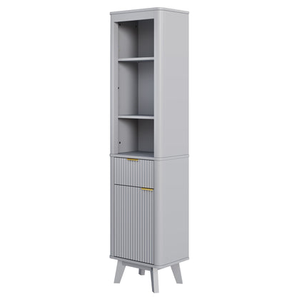 Tall Bathroom Storage Cabinet With Adjustable Shelves And 1 Drawer &amp; Door