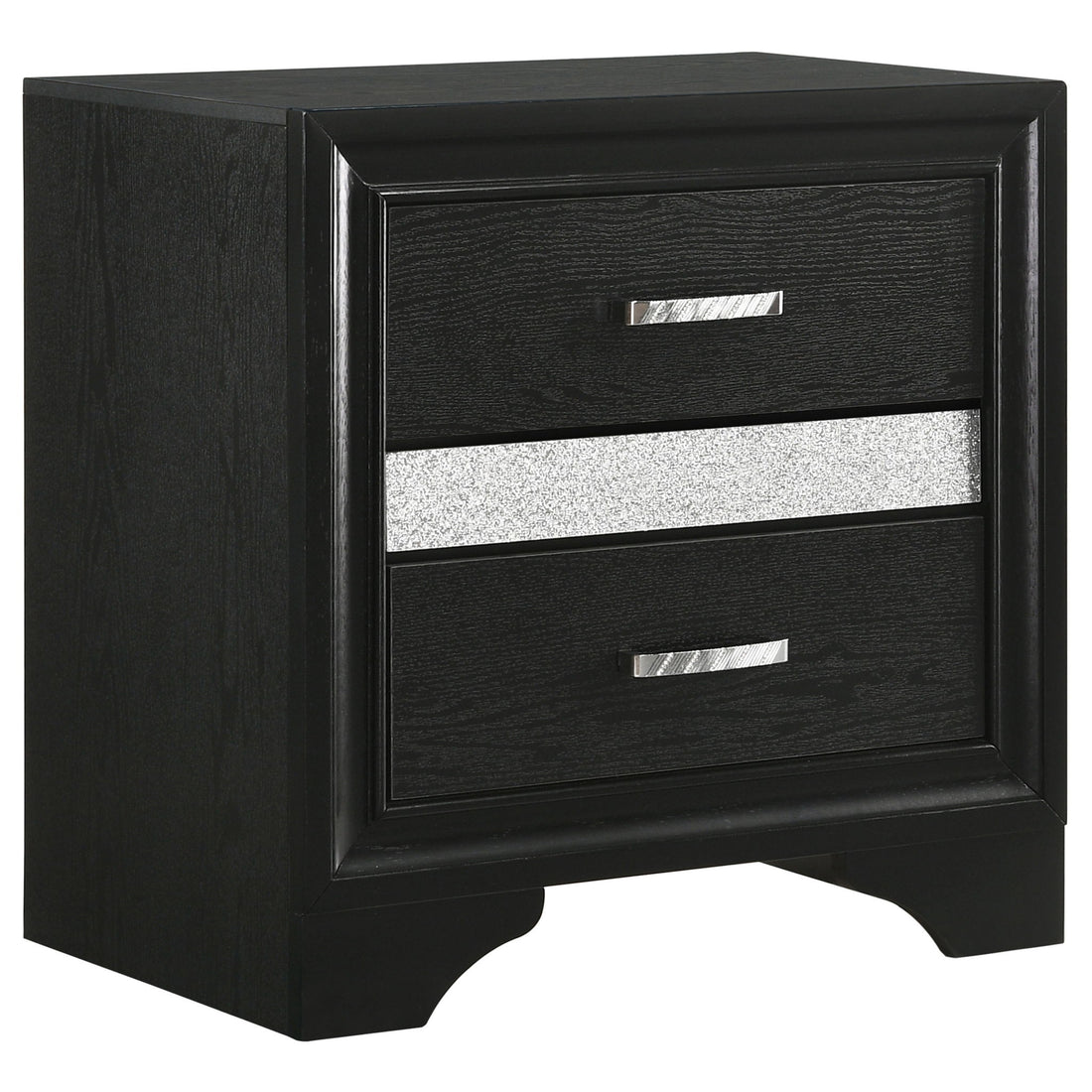 Transitional 2 Drawer Nightstand With Hidden Jewelry Tray
