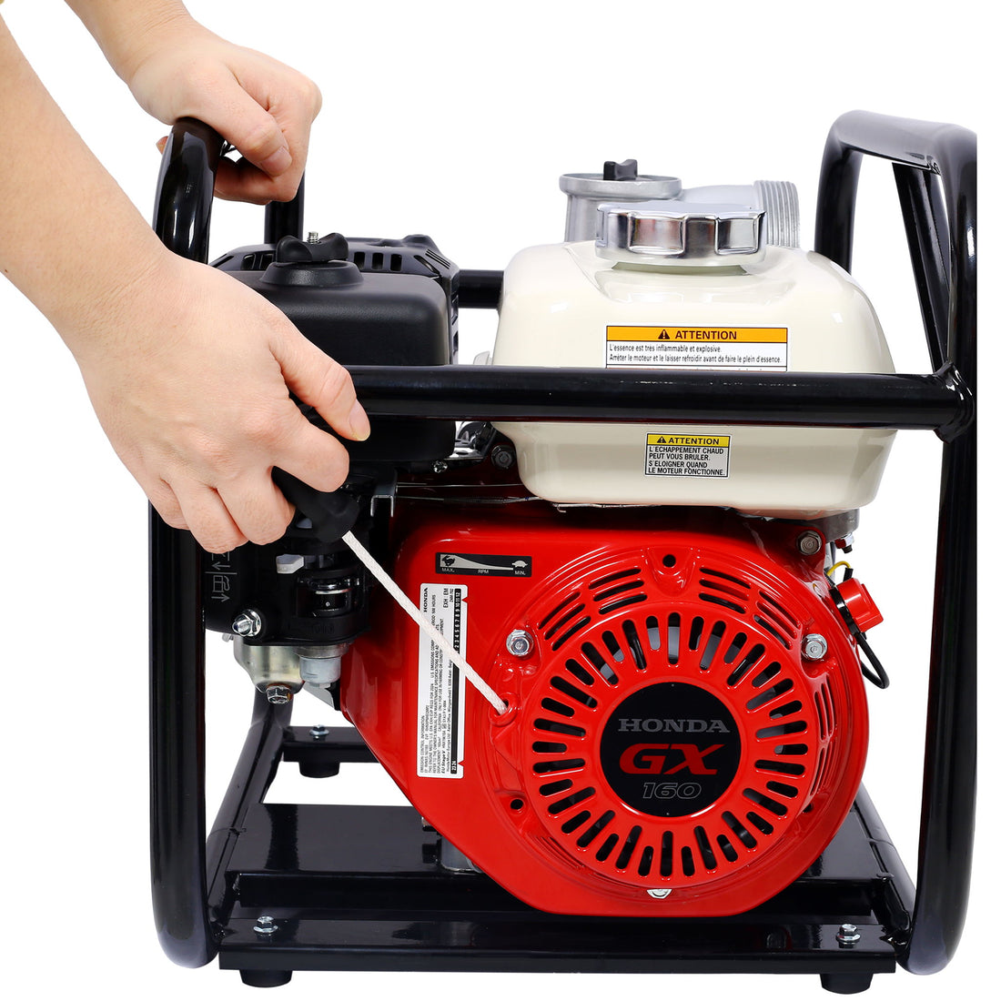 Honda - Gx160 Engine Water Pump 3&quot; 264Gpm With 3In Npt Coupler And 25Ft Flat Hose, Aluminum - Black / Red
